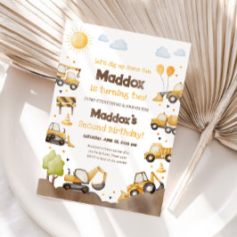 Construction Trucks Boy 2nd Second Birthday Kaart