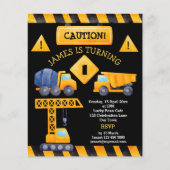 Construction trucks boy birthday budget invitation (Voorkant)
