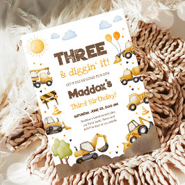 Construction Trucks Boy Dirty 3RD-Y Third Birthday Kaart