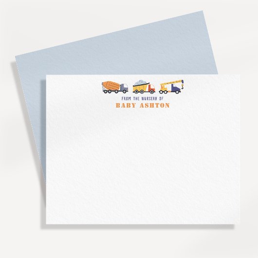 Construction Trucks Nursery Note Card Kaart
