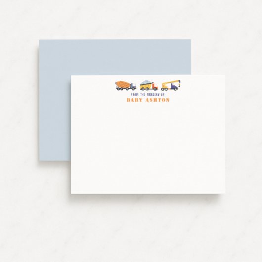 Construction Trucks Nursery Note Card Kaart