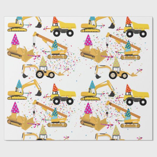 Construction Trucks Party Pattern Cadeaupapier (Vlak)