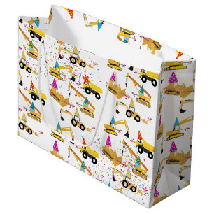 Construction Trucks Party Pattern Groot Cadeauzakje