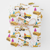 Construction Trucks Party Pattern Inpakpapier Vel (In situ)