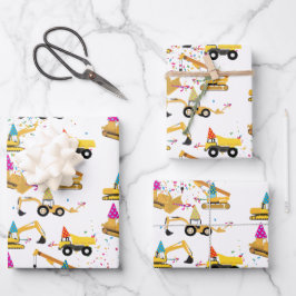 Construction Trucks Party Pattern Inpakpapier Vel