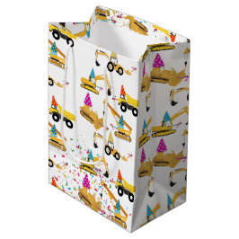 Construction Trucks Party Pattern Medium Cadeauzakje