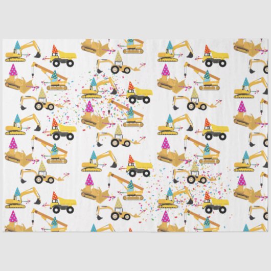 Construction Trucks Party Pattern Tissuepapier (Voorkant)