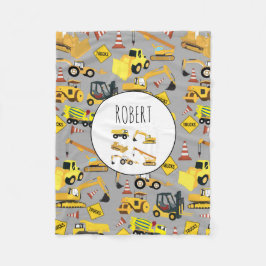 Construction Trucks Pattern Gepersonaliseerd Naam Fleece Deken