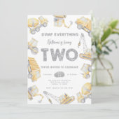 Construction TWO 2nd Birthday Party Kaart (Staand voorkant)