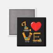 Construction Valentine Love Spelled With Trucks Ex Magneet (Voorkant / Achterkant)