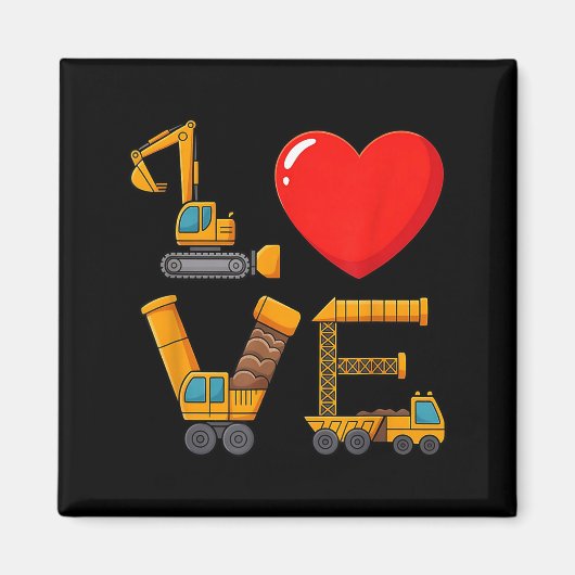 Construction Valentine Love Spelled With Trucks Ex Magneet (Voorkant)