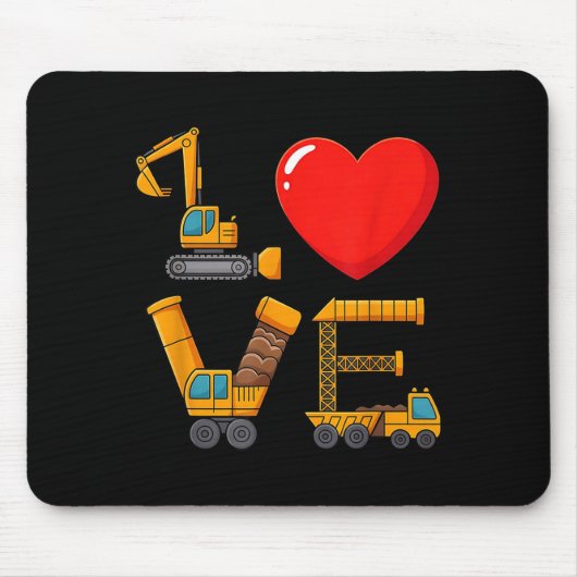 Construction Valentine Love Spelled With Trucks Ex Muismat (Voorkant)