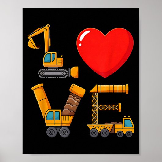 Construction Valentine Love Spelled With Trucks Ex Poster (Voorkant)