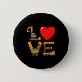 Construction Valentine Love Spelled With Trucks Ex Ronde Button 5,7 Cm (Voorkant)