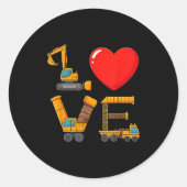 Construction Valentine Love Spelled With Trucks Ex Ronde Sticker (Voorkant)