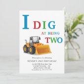 Construction Vehicle Birthday Boy Invitation Kaart (Staand voorkant)