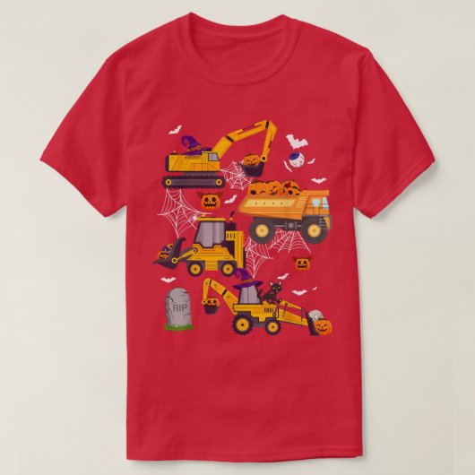 Construction Vehicle Crane Truck Pumpkin Halloween T-shirt (Design voorkant)
