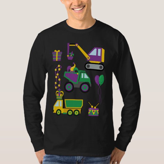Construction Vehicle Mardi Gras Toddlers Boys T-shirt (Voorkant)
