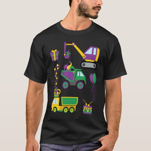 Construction Vehicle Mardi Gras Toddlers Boys T-shirt (Voorkant)