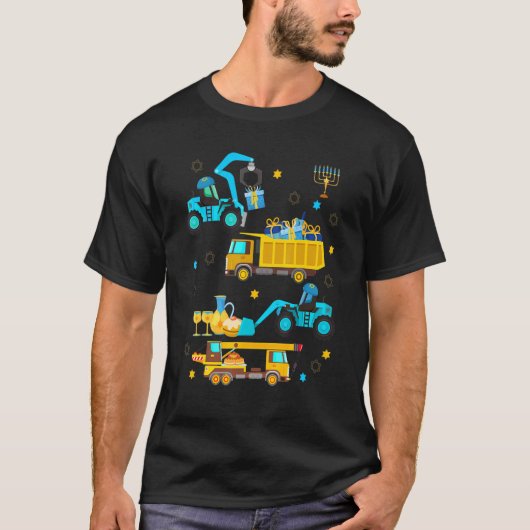 Construction Vehicle Menorah Hanukkah Chanukah Tod T-shirt (Voorkant)