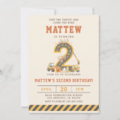 Construction Vehicles 2nd Birthday Invitation Kaart (Voorkant)