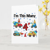 Construction Vehicles 4th Birthday T-shirts Kaart (Gele Bloem)