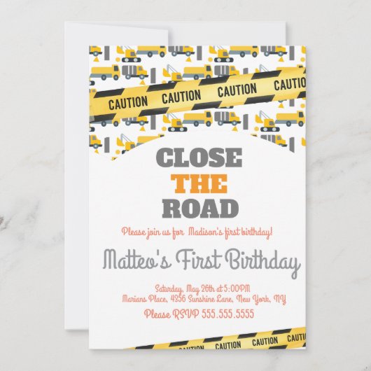 Construction Vehicles Birthday Dump Big One Kaart (Voorkant)