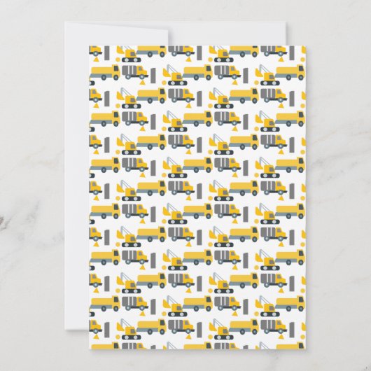 Construction Vehicles Birthday Dump Big One Kaart (Achterkant)