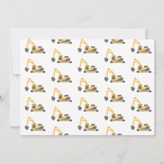 Construction Vehicles Birthday First Birthday Kaart (Achterkant)