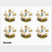 Construction Vehicles Birthday Party Sticker (Vel)