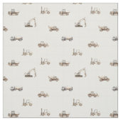 Construction vehicles heavy equipment beige stof (Swatch)