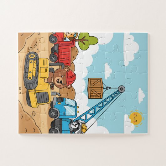 Construction Vehicles Kids Puzzle Legpuzzel (Horizontaal)