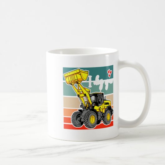 Construction Vehicles Valentines Hearts Excavator  Koffiemok (Rechts)