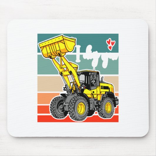 Construction Vehicles Valentines Hearts Excavator  Muismat (Voorkant)