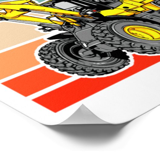 Construction Vehicles Valentines Hearts Excavator  Poster (Hoek)