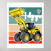 Construction Vehicles Valentines Hearts Excavator Poster (Voorkant)