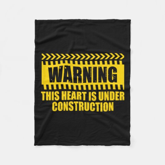 Construction Warning Valentines Day Heart Under Co Fleece Deken (Voorkant)