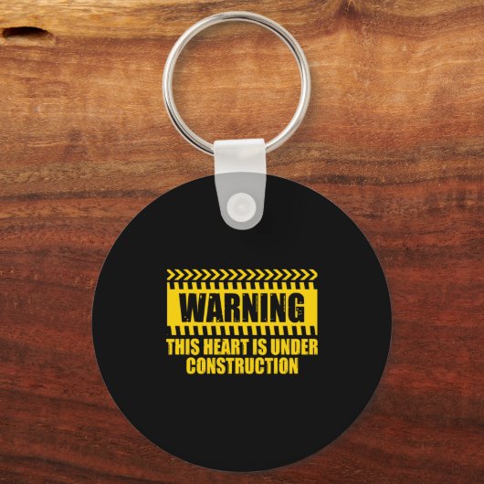 Construction Warning Valentines Day Heart Under Co Sleutelhanger (Voorkant)
