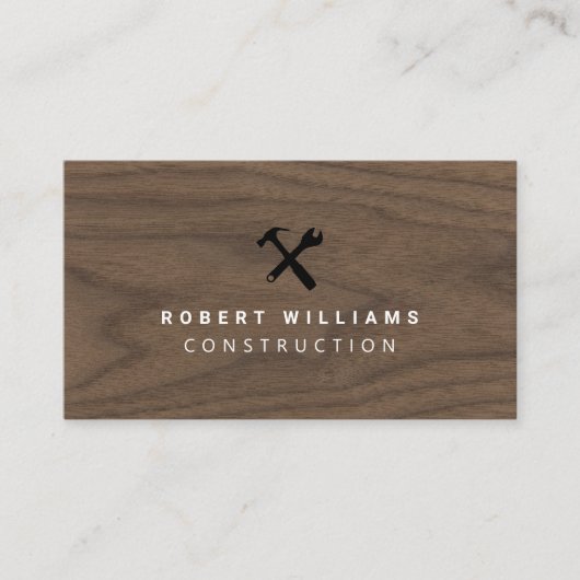 Construction Wood Handyman Tools QR Code Visitekaartje (Voorkant)