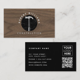 Construction Wood QR Code Business Logo Visitekaartje