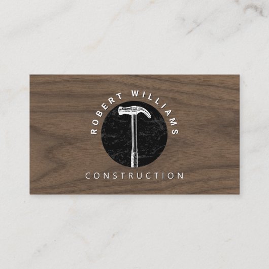 Construction Wood QR Code Business Logo Visitekaartje (Voorkant)