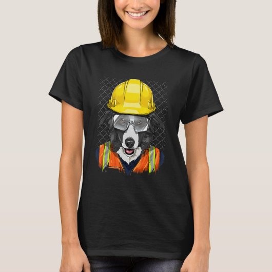 Construction Worker Border Collie Laborer Puppy Do T-shirt (Voorkant)