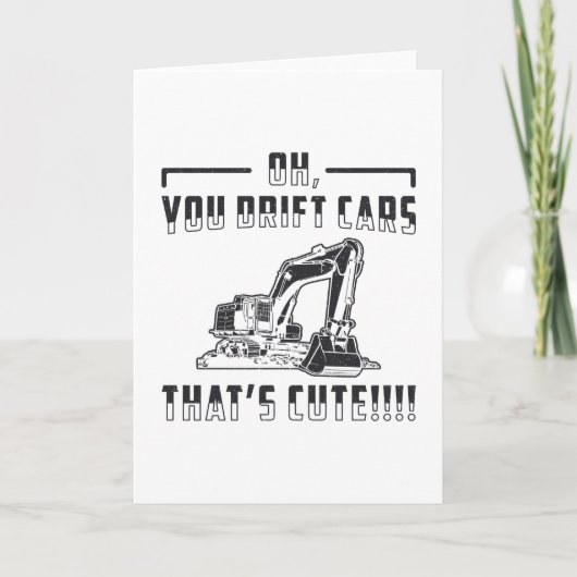 Construction Worker Excavator Drift Cars Cute Dig Kaart (Voorkant)