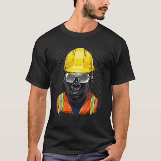 Construction Worker Gorilla Laborer Ape Animal Gor T-shirt (Voorkant)