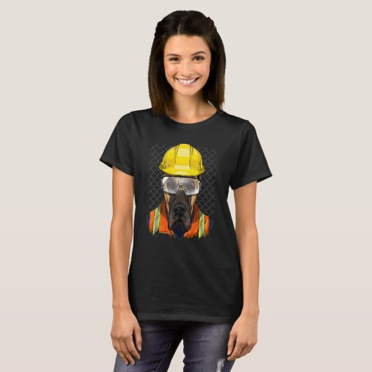 Construction Worker Great Dane Laborer Dog Great D T-shirt (Voorkant volledig)