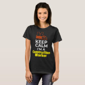 Construction Worker Hard Hat Safety Vest Keep Calm T-shirt (Voorkant volledig)