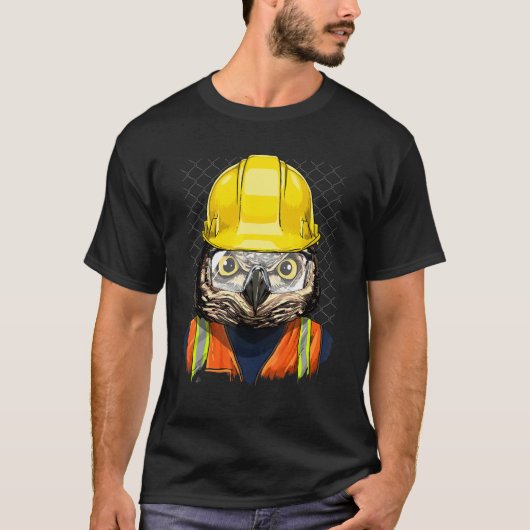 Construction Worker Owl Laborer Animal Bird Owner  T-shirt (Voorkant)