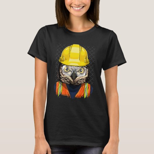 Construction Worker Owl Laborer Animal Bird Owner  T-shirt (Voorkant)