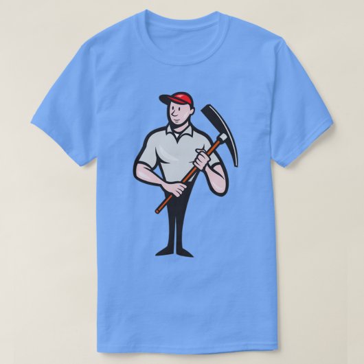 Construction Worker Pickaxe Cartoon T-shirt (Design voorkant)