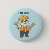 Construction worker pull dog Kids Valentine Ronde Button 5,7 Cm (Voorkant)